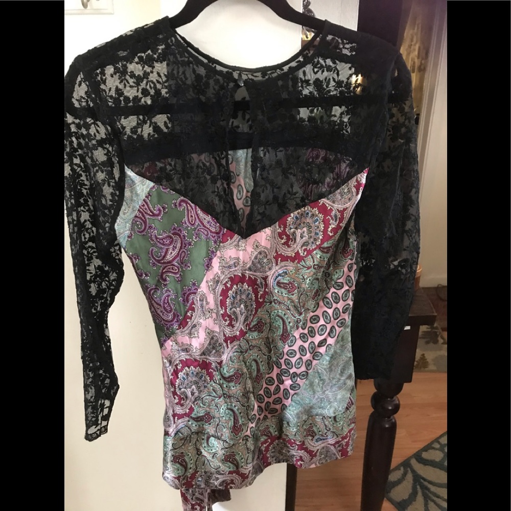 Lace and silk blouse